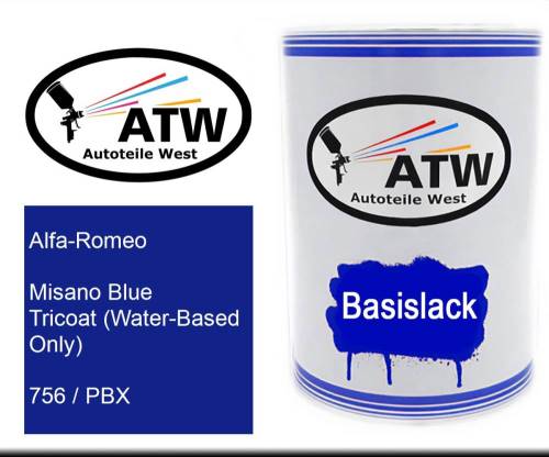 Alfa-Romeo, Misano Blue Tricoat (Water-Based Only), 756 / PBX: 500ml Lackdose, von ATW Autoteile West.